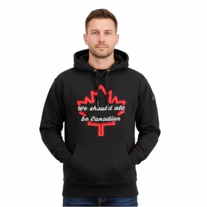 Moose Knuckles We Should All Be Canadian Black Hoodie Red Maple Leaf Medium Men